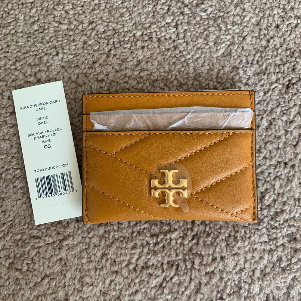 New with tags Tory Burch card case (squash)